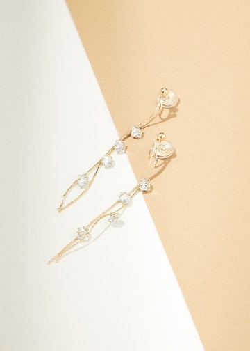 優雅鋯石流蘇．夾式耳環