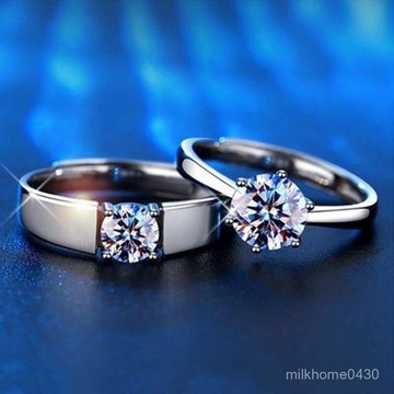 💍限時下殺💍 莫桑石對戒 純銀情侶對戒 結婚對戒 可調節對戒 防過敏戒指 閃耀皓石戒指 小眾設計對戒 輕奢高級戒指 求婚