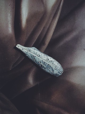 木刻手繪墜飾 - 羽毛