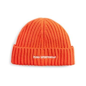 Puma 毛帽 Sportwear Fisherman 橘 白 針織 基本款 短毛帽 刺繡 帽子 02482905