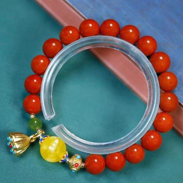 原創涼山南紅瑪瑙手鏈時尚氣質蜜蠟配飾手串個性百搭女民族風手飾