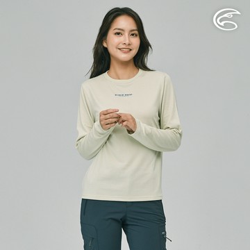 ADISI AL2311117女長袖天絲鋅離子消臭快乾圓領T/浮石