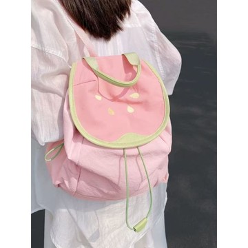 大容量後背包夏日多巴胺撞色迷你雙肩包女2026新款大學生芭樂可愛小書包小揹包旅行包 電腦包 多功能包 休閒包 學生書包