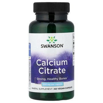 Swanson Vitamins, 檸檬酸鈣，200 毫克，60 粒全素膠囊