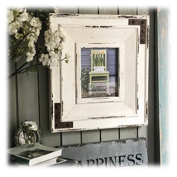 木質復古做舊大相框 經典墻飾 懷舊風格1入