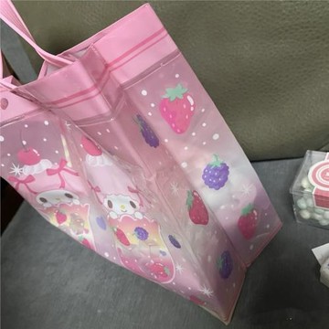 日本三麗鷗美樂蒂果凍透明PVC手提包托特包沙灘游泳防水包大容量
