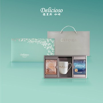 與你一起品味咖啡香☕【德里斯 Delicioso】綠漾禮盒 - 咖啡18入+白金杯｜濾掛式咖啡 耳掛包 咖啡禮盒 下午茶 送好友 生日禮 職場禮 送禮推薦