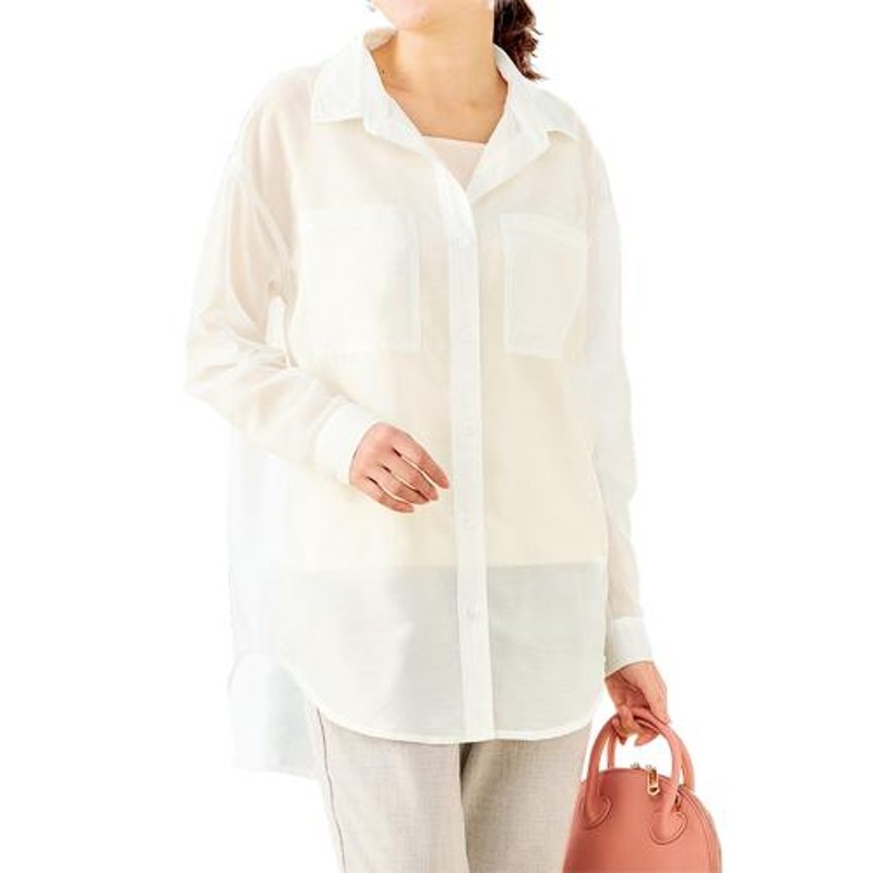 長袖シャツ レディース 透け感楽しむ タンクトップ付 ブラウス 全2色 婦人服 ミセス シニア 女性 インナー 2点セット 50代 60代 お母さん 春夏　fri　p24135 長袖シャツ レディース 透け感楽しむ タンクトップ付 ブラウス