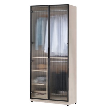 文創集 亨利二門2.7尺鋁框玻璃衣櫃-80x58x196cm免組