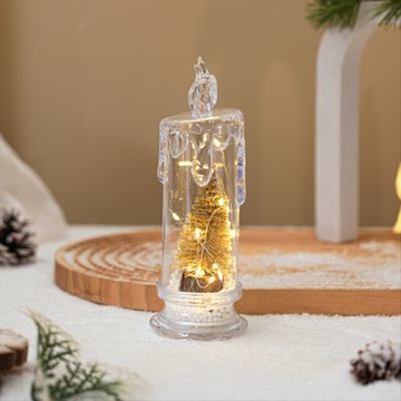 【聖誕雪景】融化造型LED電子蠟燭燈 聖誕樹 毬果雪景 安全無火