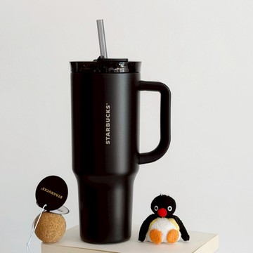 【預購】iSNEAKERS | STARBUCKS 星巴克 鎏金系列 雙飲口 不鏽鋼吸管保溫杯 黑色 1120ml