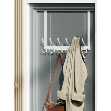 北歐創意門后掛鉤4cm厚門 加長款臥室門背式白色掛衣架衣帽收納架