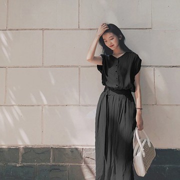 【Paiya 派亞】雪紡連衣裙女夏流行韓版氣質裙子很仙的法國小衆過膝長裙(S-2XL)