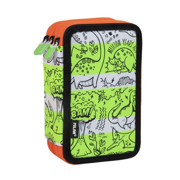 MILAN隨行畫筆袋著走_恐龍樂園_快樂貪食龍(3層式) 生日禮物 畢業禮物 聖誕禮物 鉛筆盒 兒童 學童 學生 文具禮