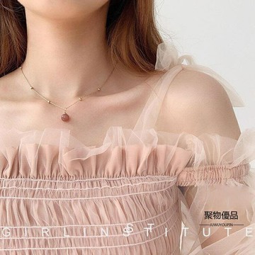 簡約森系短款吊墜鎖骨鍊甜美草莓晶項鍊女韓版【聚物優品】