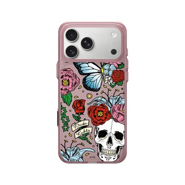 iPhone 17 Pro Max Clear (相機按鈕) 晶醺玫 - Frida Kahlo - 花骨骷顱頭