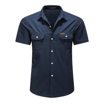 【米蘭精品】現貨+預購 襯衫短袖上衣-休閒百搭工裝棉質男裝5色74kw40