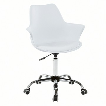 E-home Nate奈特簡約軟墊扶手PP電鍍腳電腦椅-四色可選白色