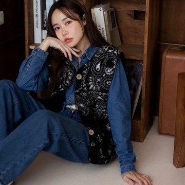 OB嚴選-柔軟短絨圖騰造型排釦背心《EA3925-》