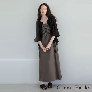 Green Parks 正面鏤空蕾絲甜美拼接吊帶洋裝