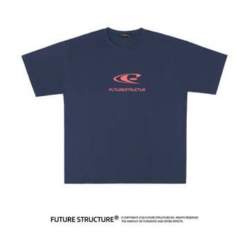 未來結構休閑簡約短袖T恤男女款美式校園簡約國潮純棉半袖體恤