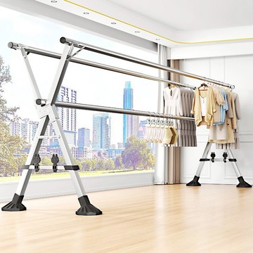 晾衣架落地折疊家用室內陽臺不銹鋼涼曬衣架伸縮晾衣桿曬被子神器
