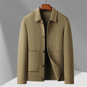 【米蘭精品】羊毛夾克休閒外套-簡約翻領雙面呢羊毛夾克男外套3色74id25