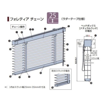 ウッドブラインド 木製 タチカワ フォレティア チェーン25R(ラダー