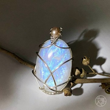 【獨一無二款】 珍月 | 月光石項鍊 金屬編織(含皮繩)