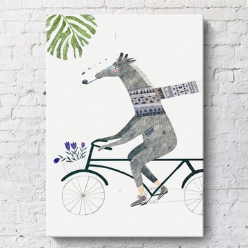 動物卡打車無框掛畫