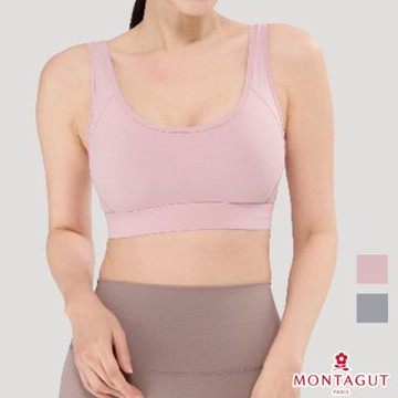 【MONTAGUT夢特嬌】美背可調式後扣運動胸衣-粉灰藍兩色
