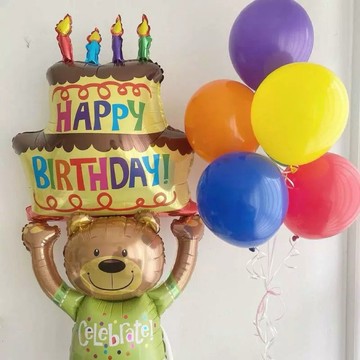 【生日蛋糕氣球】台灣現貨 蛋糕氣球 生日氣球 生日佈置 週歲佈置 慶生氣球 氣球佈置 氣球 造型氣球  派對氣球