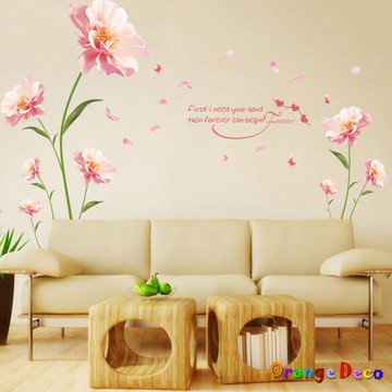 【橘果設計】粉色花卉 壁貼 牆貼 壁紙 DIY組合裝飾佈置