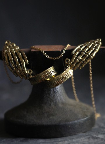 帶絲帶的手骨架項鍊我們不能不痛苦地學習項鍊