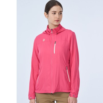 【WILDLAND荒野】女涼感抗UV輕薄外套蜜桃紅色