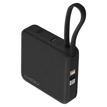 VOORCA 自帶雙線迷你行動電源 10000mAh  黑色  D928