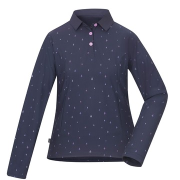 女款ALL LOVE再生長袖POLO衫(A1PS2520WR暗藍/都會休閒)