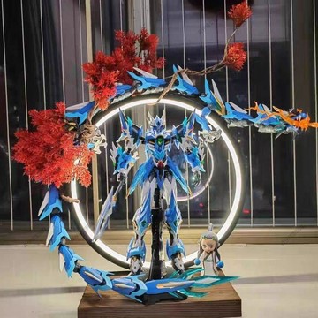 萬代手辦展示摩動拼裝敖丙背景國創機甲模型收納鋼彈紅異端燈圈 鋼彈展示 手辦展示 鋼彈地台