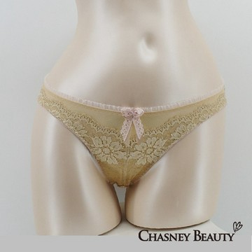 Chasney Beauty隱形豹紋蕾絲三角褲S-L(金膚)