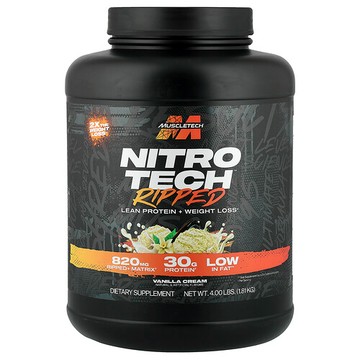 MuscleTech, Nitro-Tech® Ripped，瘦蛋白 + 輕體，香草奶油味，4 磅（1.81 千克）