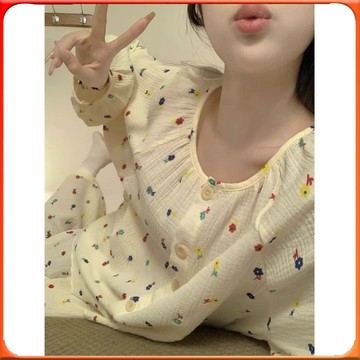 🥇台灣出貨🥇 韓版小清新碎花長袖睡衣女春鞦季新款網紅ins簡約宿捨居傢服套裝 ✨️滿額免運✨️147-12-B
