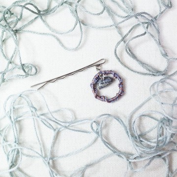 手編一字夾 麻花灰 青金石