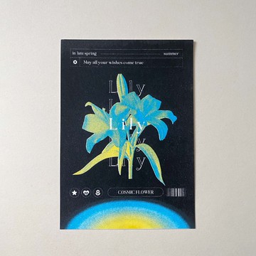 宇宙小花 LILY百合款 孔版印刷 酷卡 明信片