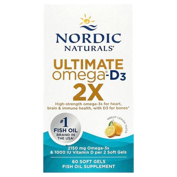 Nordic Naturals, Ultimate Omega®-D3 2X 軟膠囊，檸檬味，60 粒