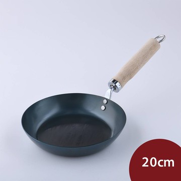 京都活具 木柄平底鐵鍋 20cm 日本製 煎鍋 平底鍋 (電磁爐 IH爐可用) [美學生活]
