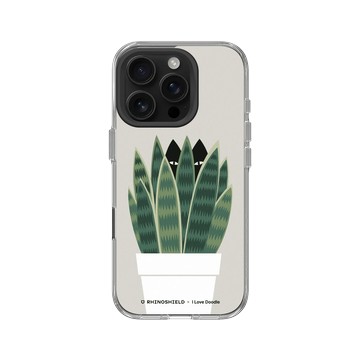 iPhone 16 Pro Clear Case（相機按鈕） 透明 - ilovedoodle (Lim Heng Swee) - Cat and Plant - 貓迷藏