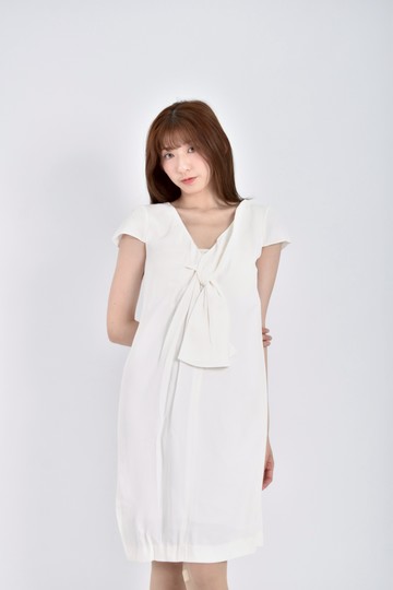 (S) lanvin禮服V領抓皺白色洋裝