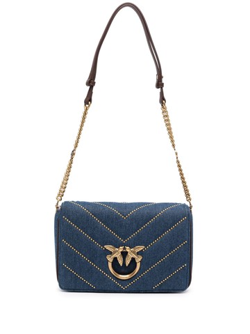 PINKO - Click Denim Love shoulder bag - women - Calf Leather/Polyester/Polyamide/Cotton/Polyurethane/Polyamide/Polyurethane - One Size - Blue