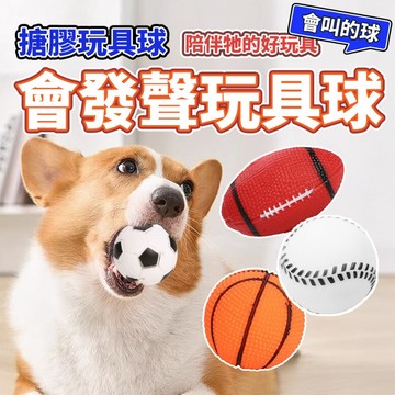 寵物發聲玩具 搪膠玩具球 球 玩具 籃球 足球 棒球 啾啾發聲玩具球 狗玩具 毛大二寵物店