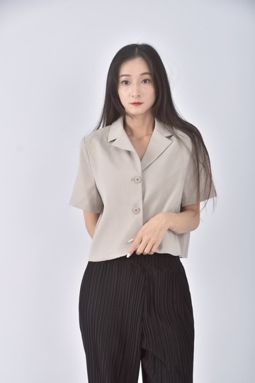 (L) yansoo修身短版西裝棕色外套